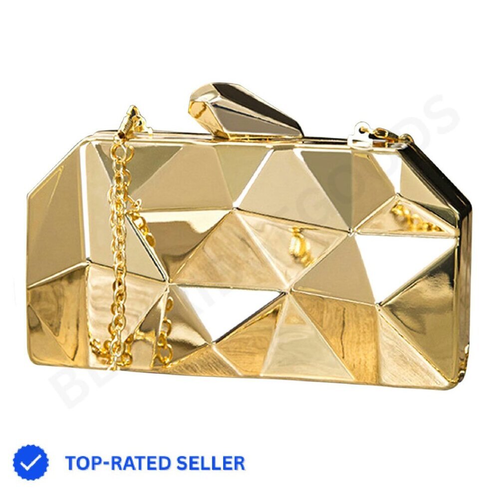 Metal Geometric Evening Clutch Purse Vintage Chic Lattice Pattern Handbag